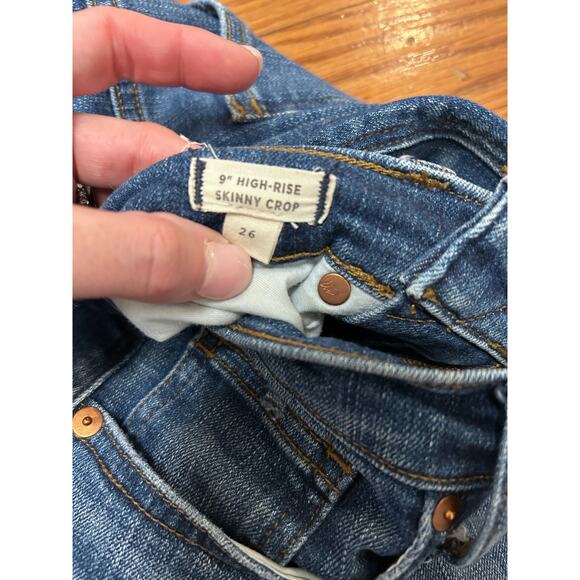 Madewell 9" High Rise Skinny Crop Raw Hem Jeans Size 26 - Picture 11 of 11